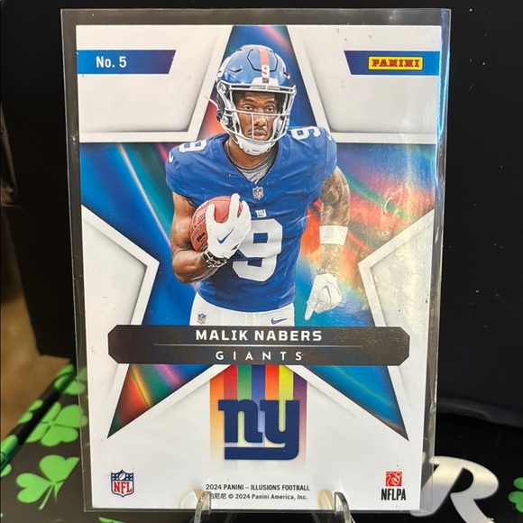 Malik Nabers RC Panini Shining Stars Trading Card - Blue and Gold - Picture 3 of 3
